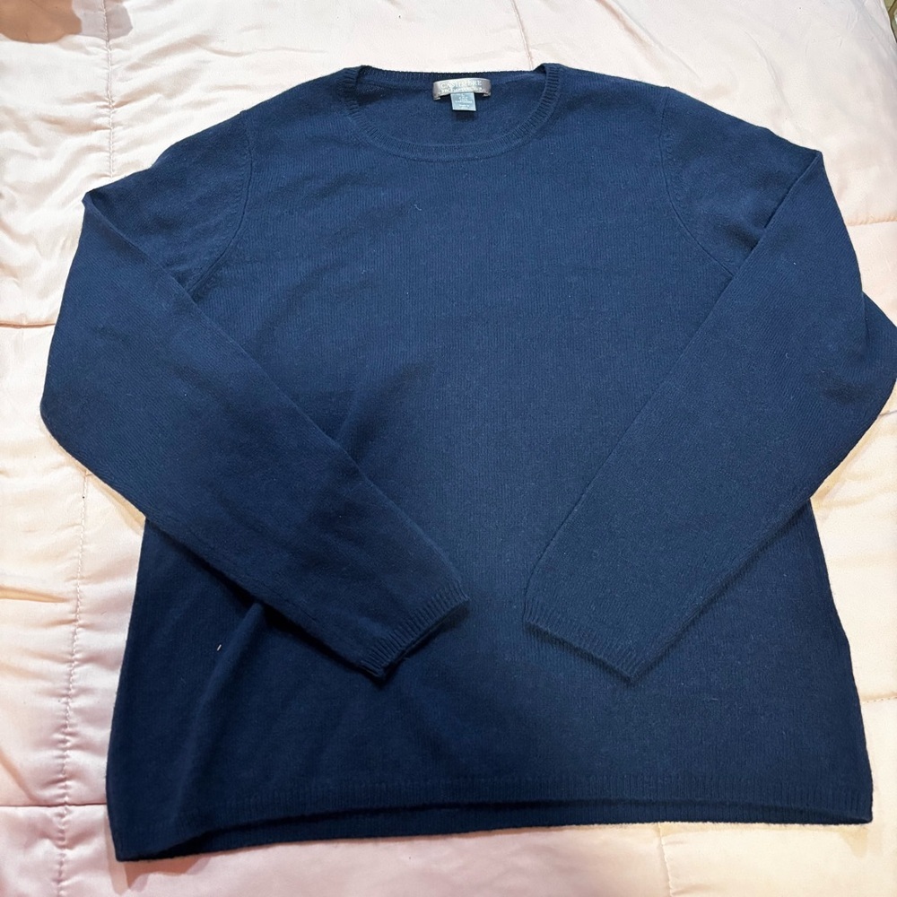 Charter Club 100% Cashmere Crew Neck Sweater Size XL Black Luxury Pullover